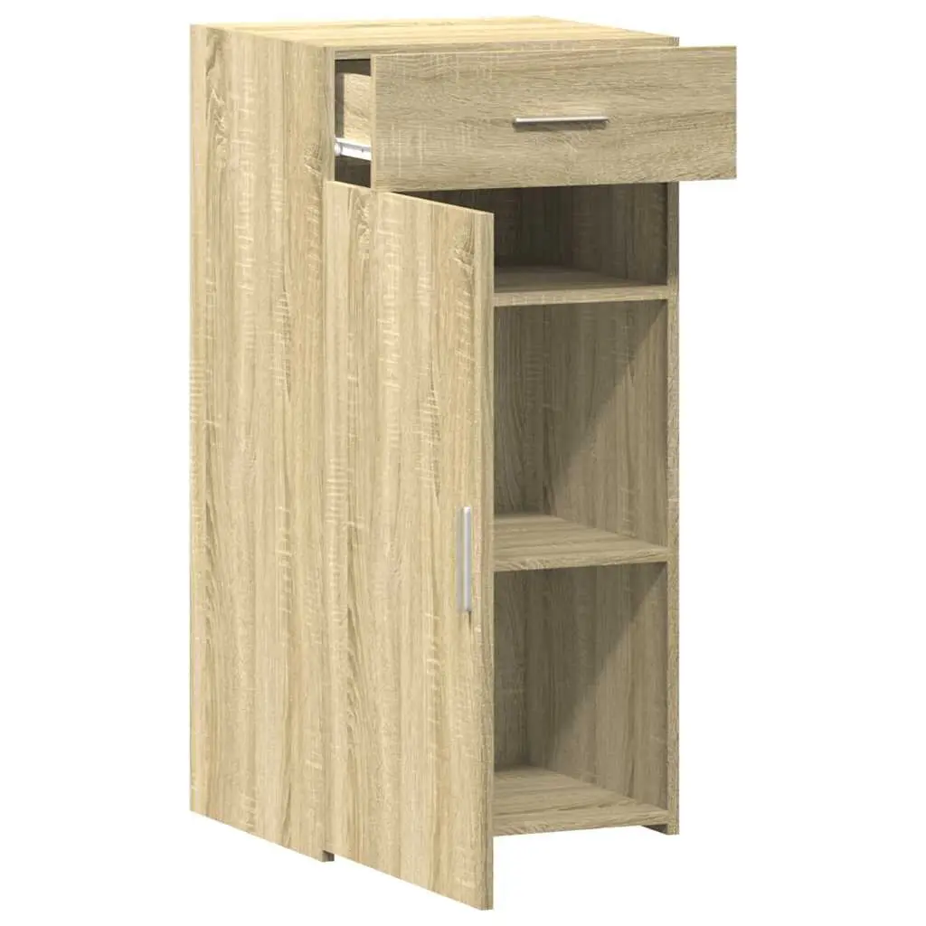 Brown Engineered Wood Sideboard with Cupboard and Drawer