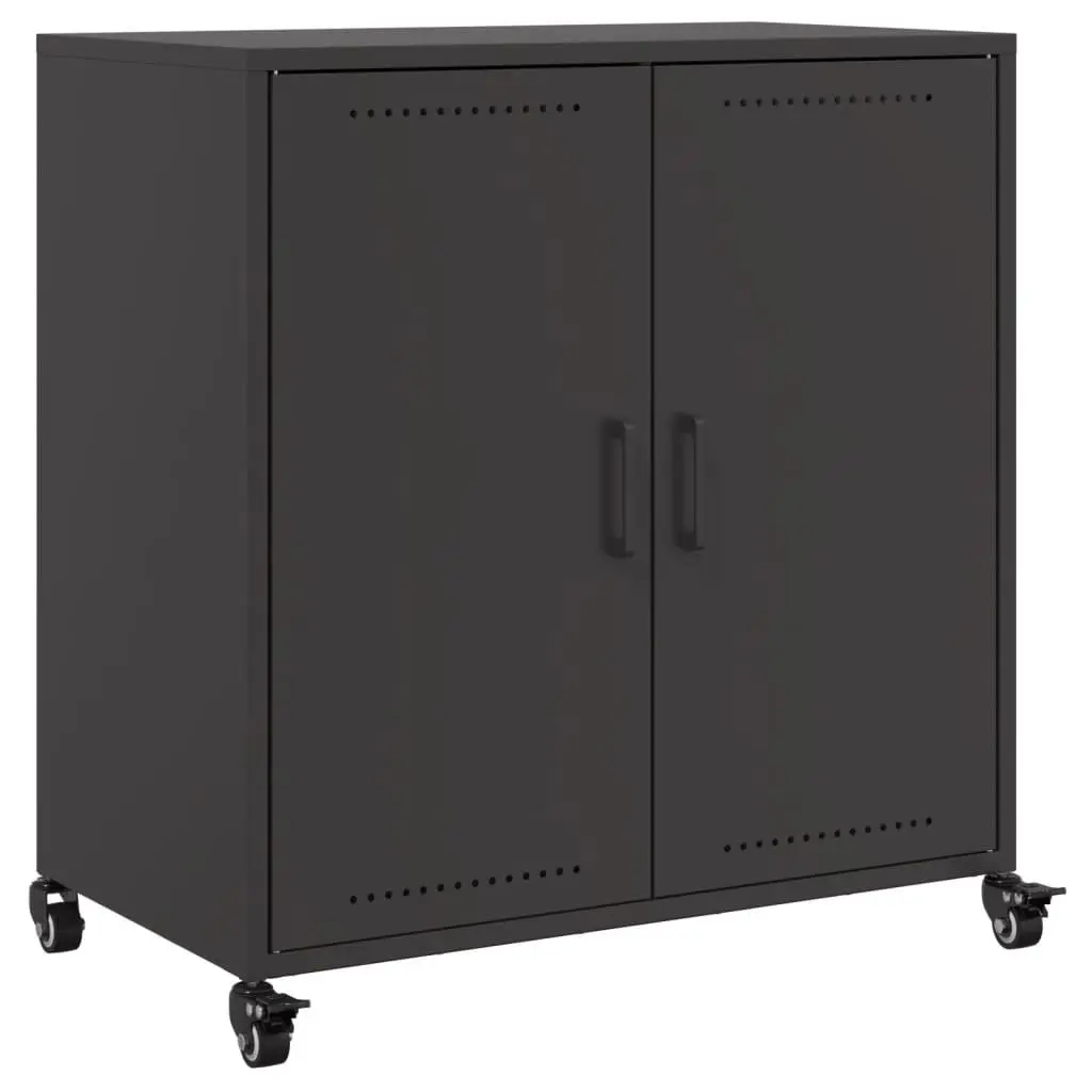 Sideboard Black Storage Cabinet Elegant Furniture Wheels Durable Steel Organiser