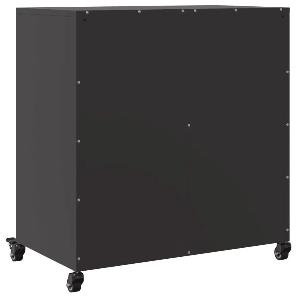 Sideboard Black Storage Cabinet Elegant Furniture Wheels Durable Steel Organiser