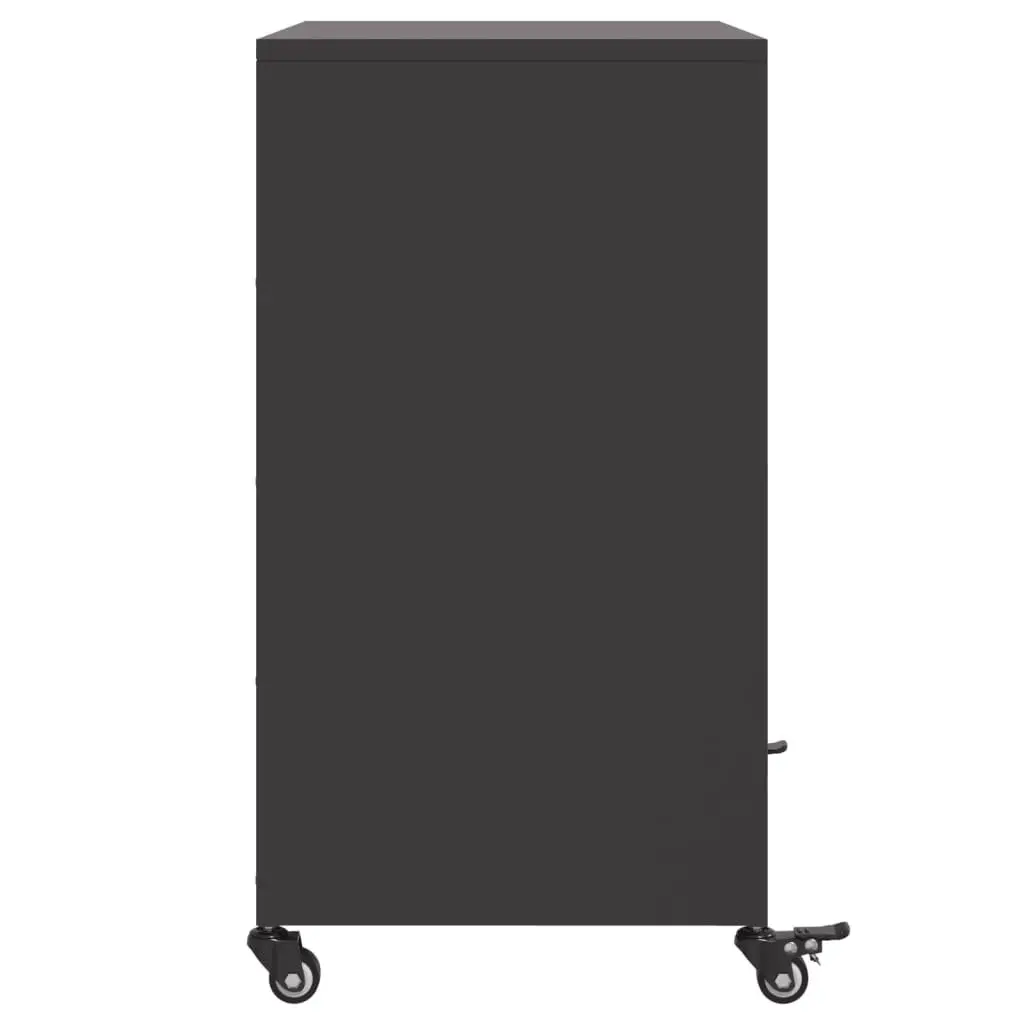 Sideboard Black Storage Cabinet Elegant Furniture Wheels Durable Steel Organiser