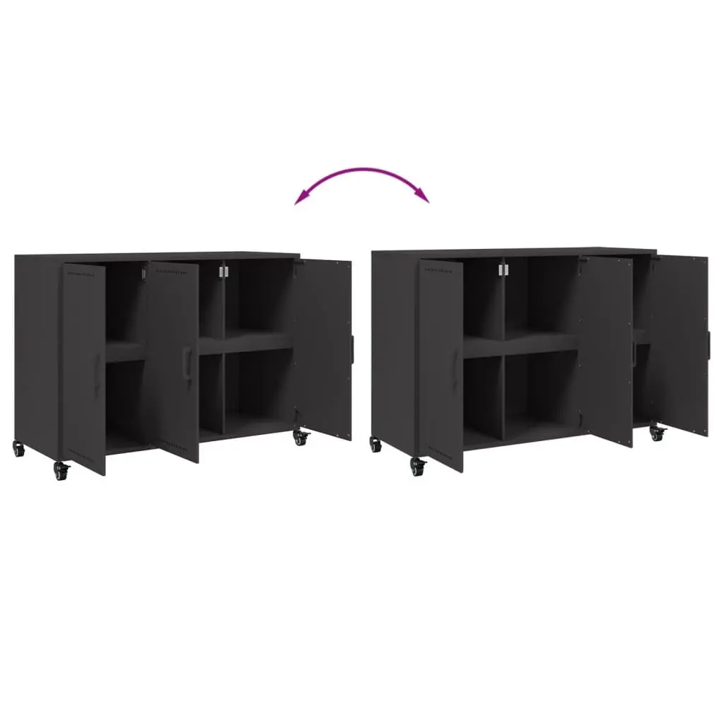 Black Sideboard with Wheels for Easy Storage