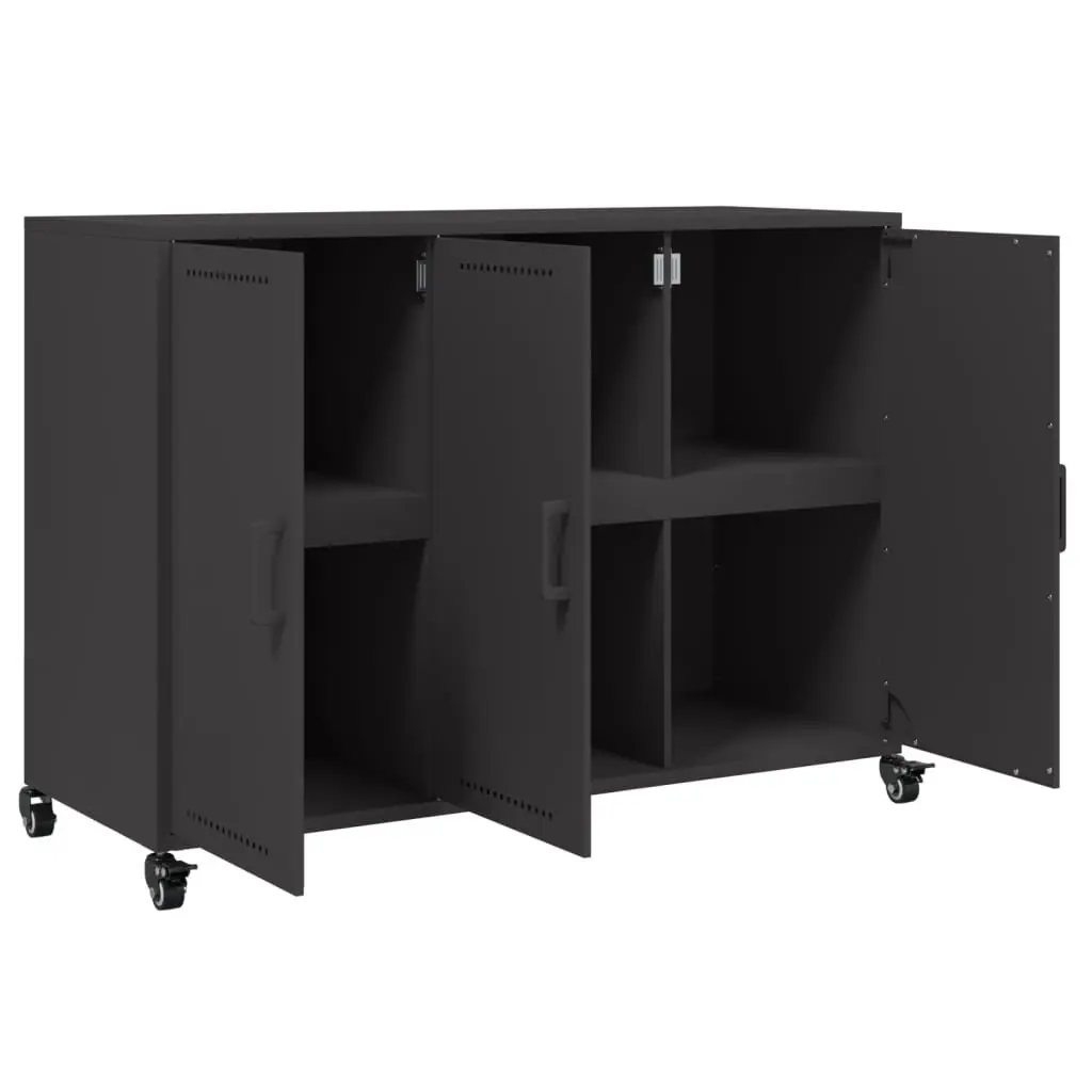 Black Sideboard with Wheels for Easy Storage