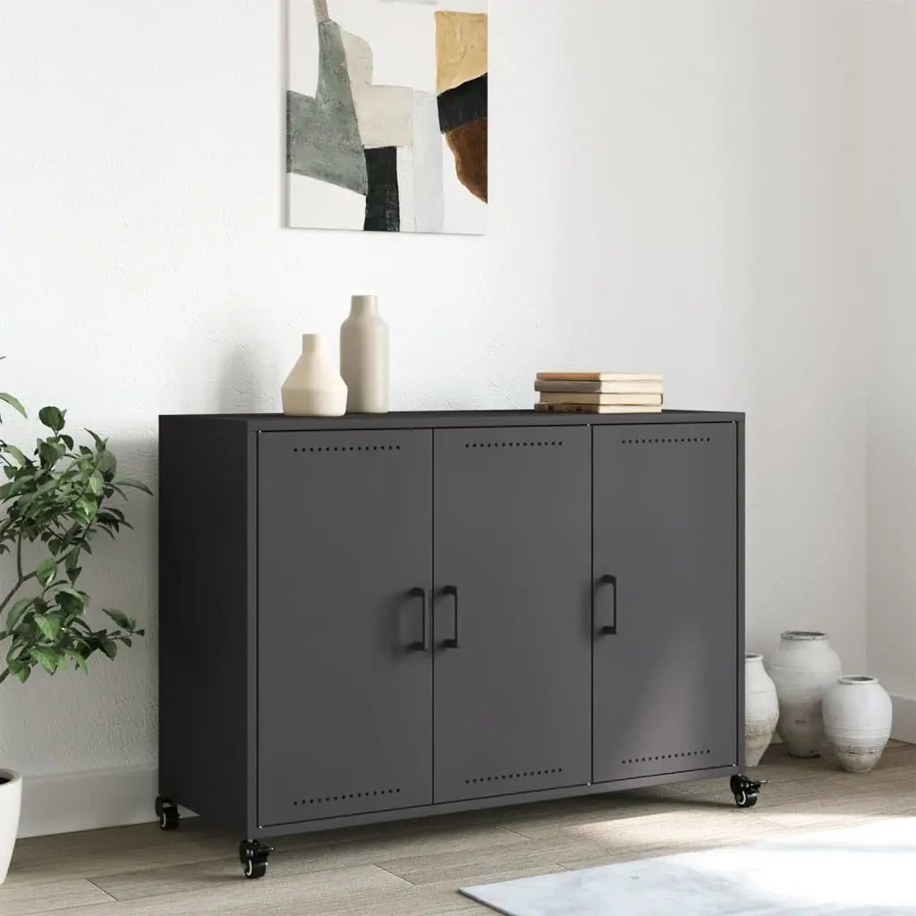 Black Sideboard with Wheels for Easy Storage