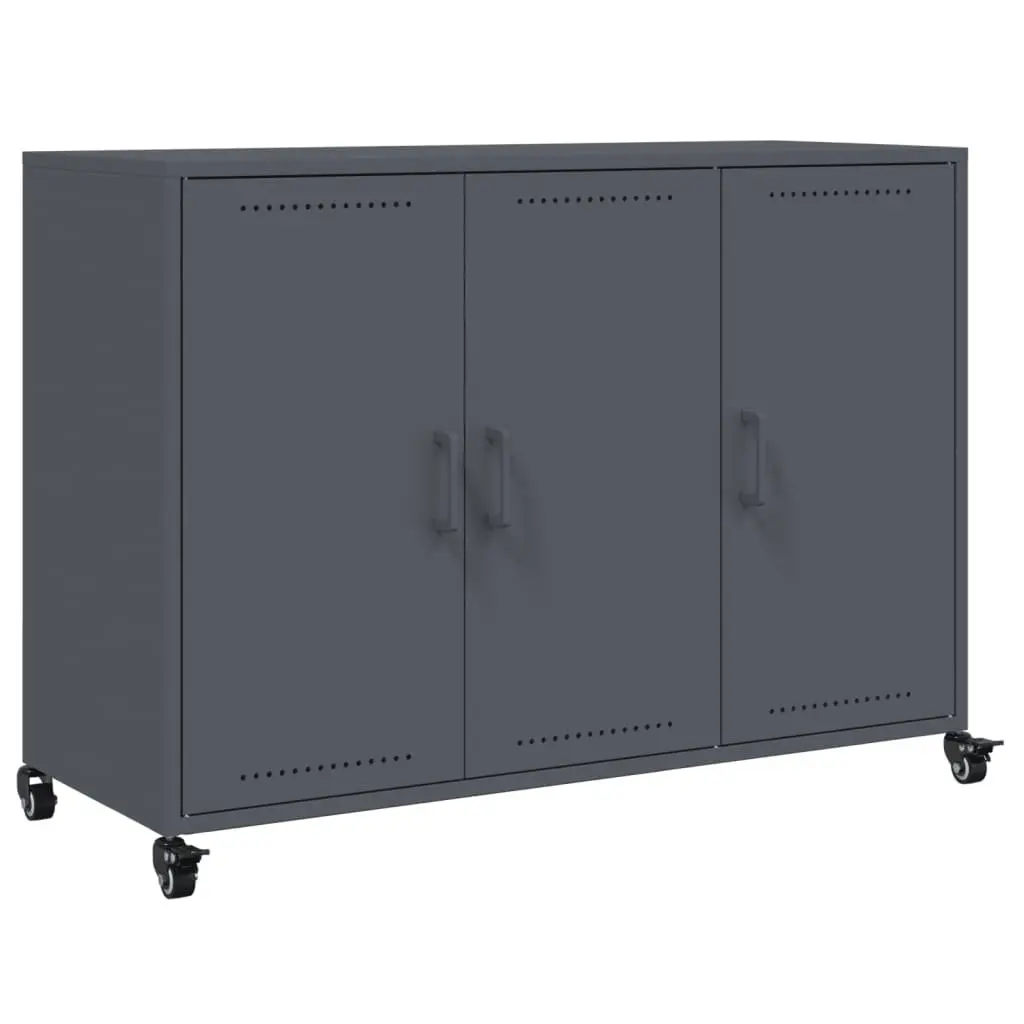 Anthracite Storage Sideboard with Wheels for Living Spaces