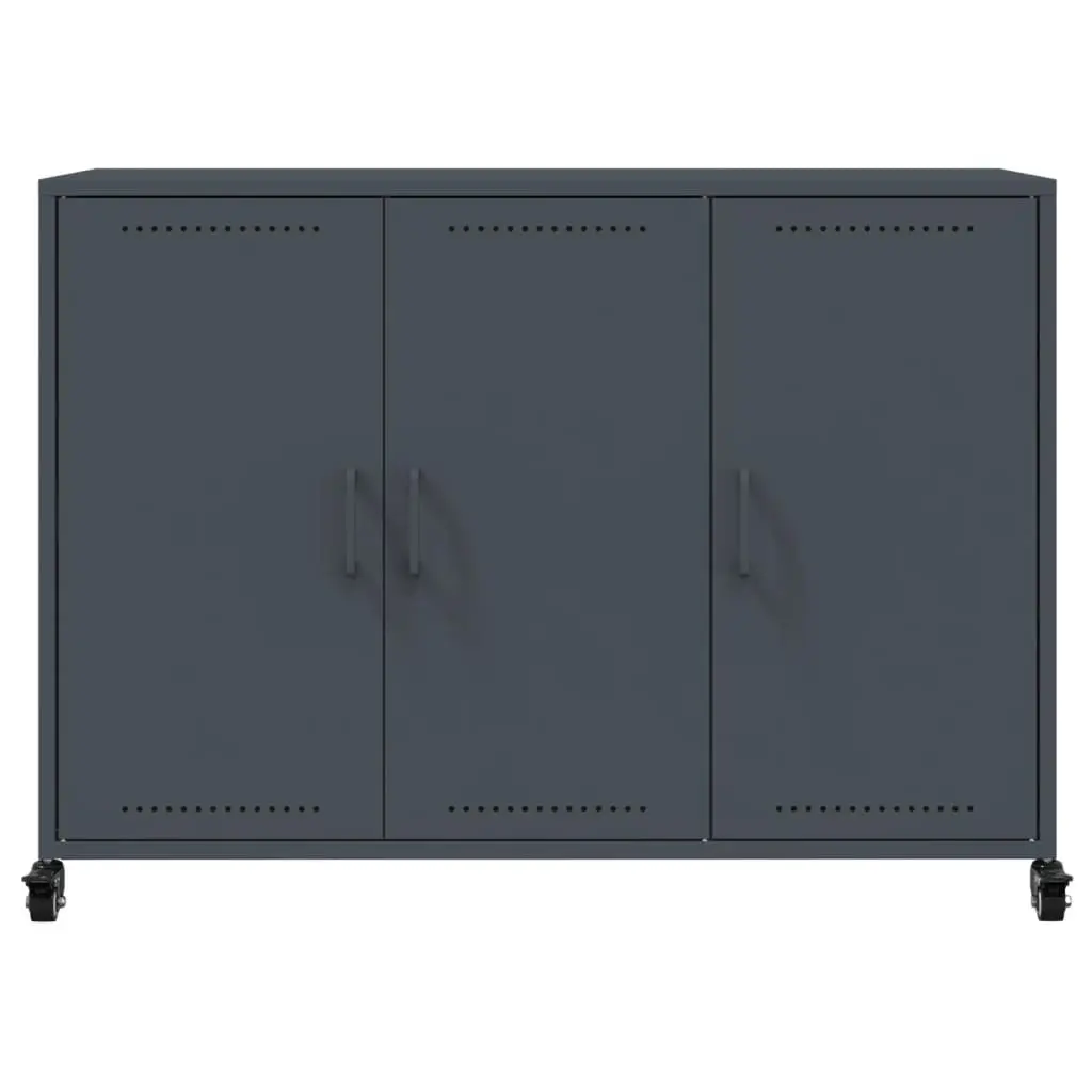 Anthracite Storage Sideboard with Wheels for Living Spaces