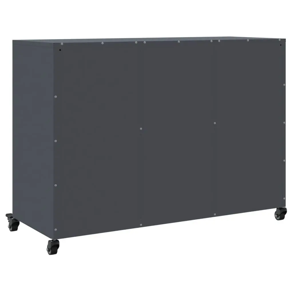 Anthracite Storage Sideboard with Wheels for Living Spaces