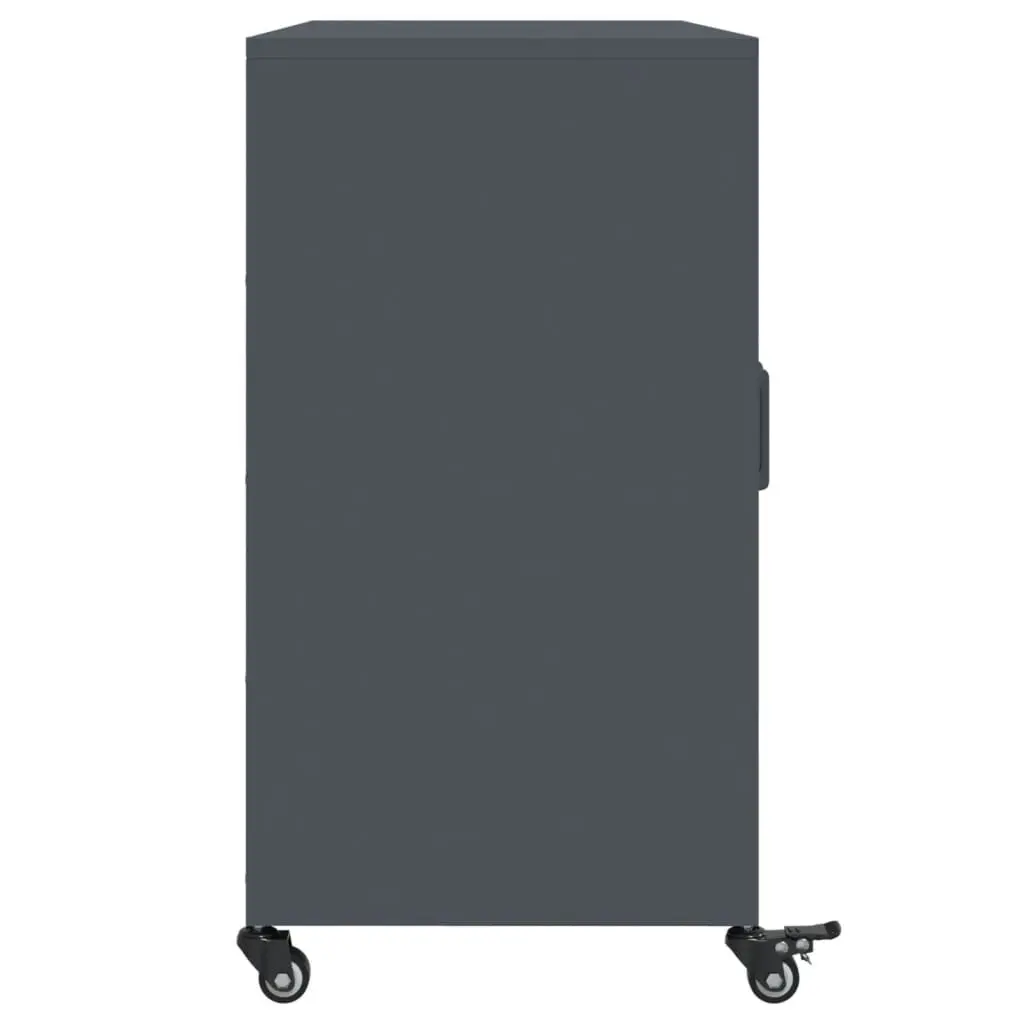 Anthracite Storage Sideboard with Wheels for Living Spaces
