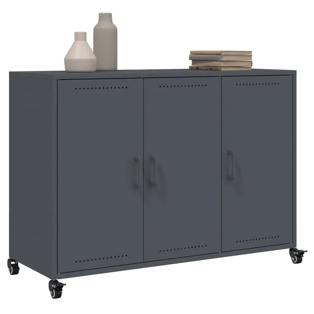 Anthracite Storage Sideboard with Wheels for Living Spaces