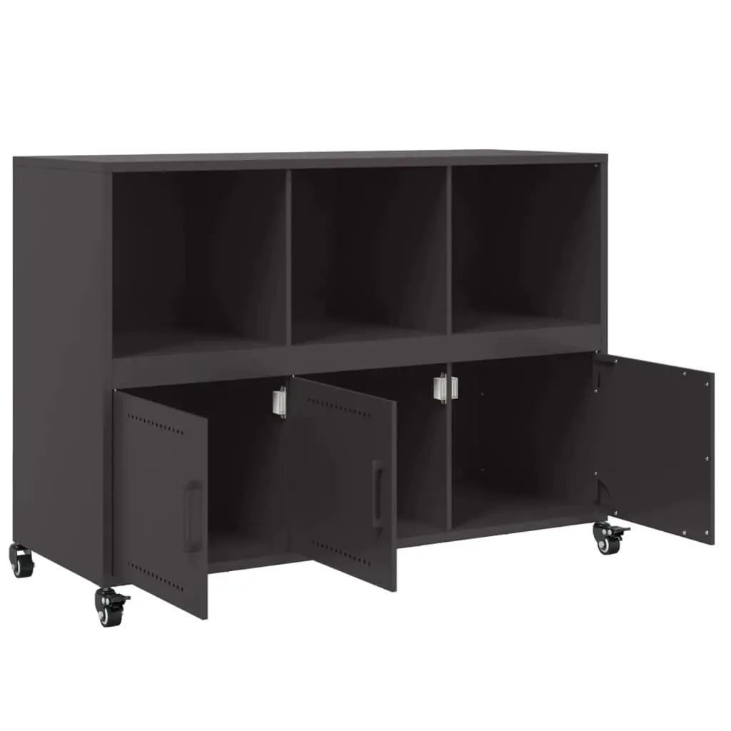 Black Sideboard Storage Cabinet on Wheels