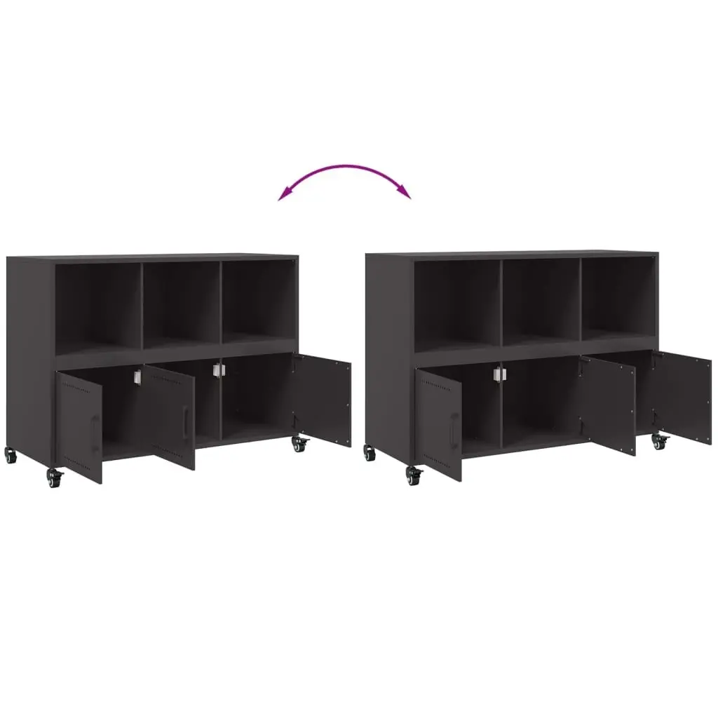 Black Sideboard Storage Cabinet on Wheels