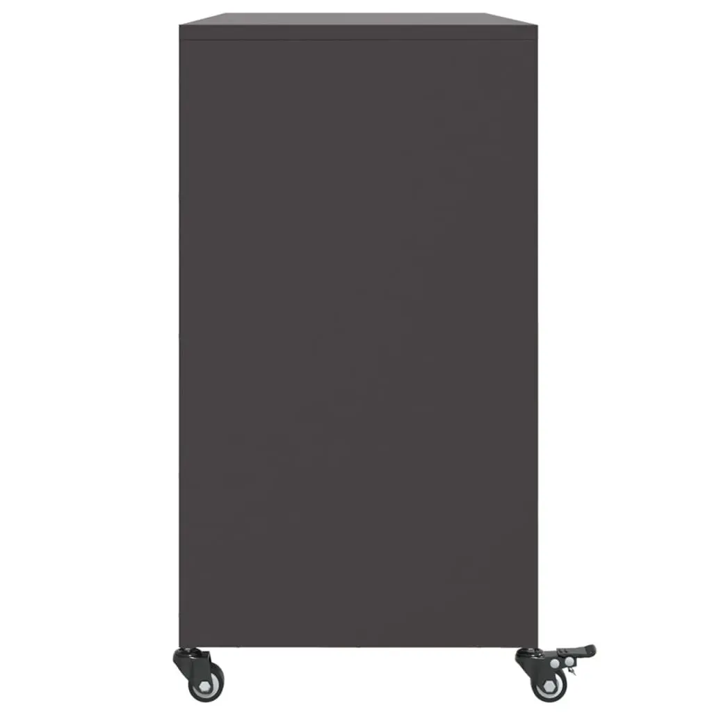 Black Sideboard Storage Cabinet on Wheels