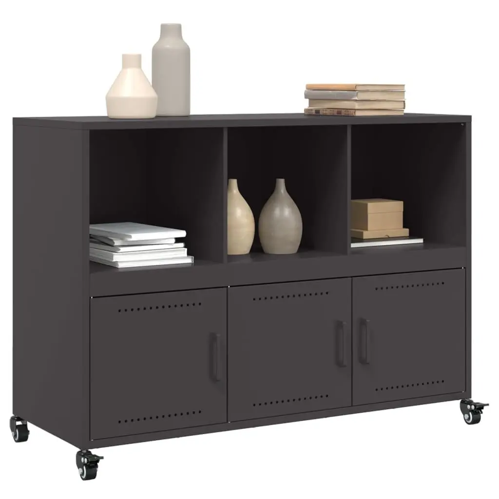 Black Sideboard Storage Cabinet on Wheels
