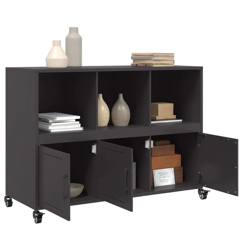Black Sideboard Storage Cabinet on Wheels