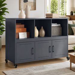 Anthracite Sideboard with Steel Wheels for Your Home