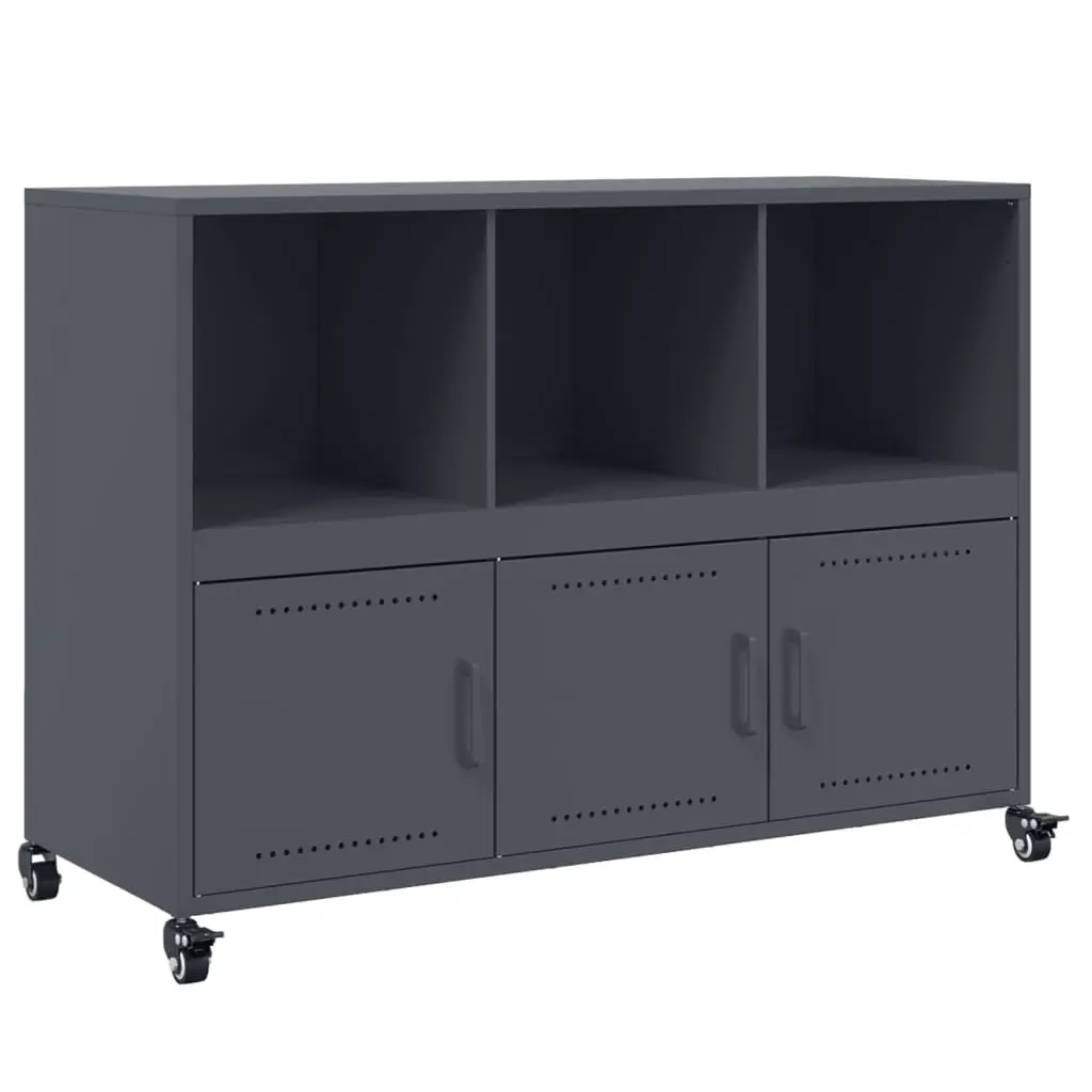Sideboard Anthracite Storage Cabinet Steel Wheels Bedroom Living Room Furniture