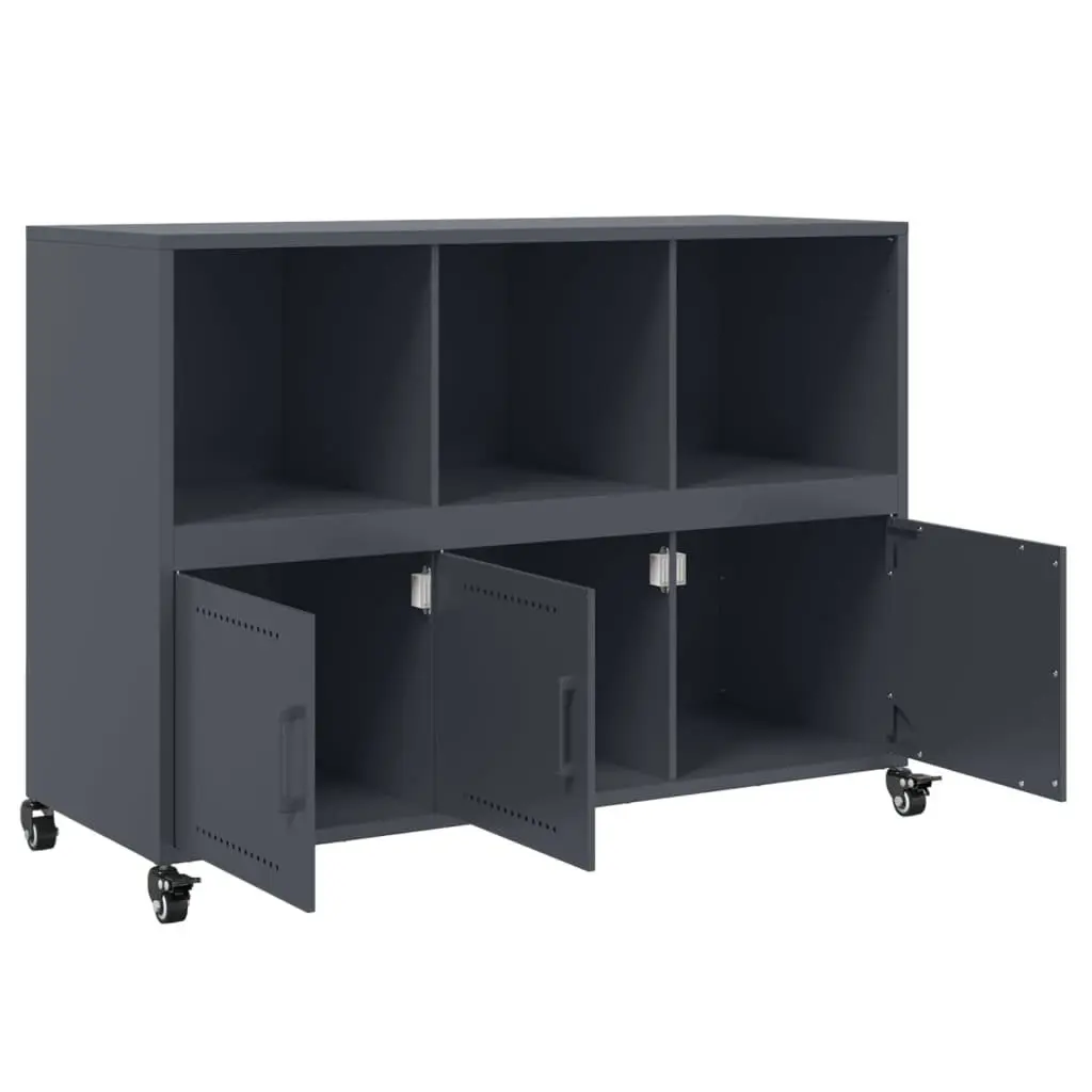 Sideboard Anthracite Storage Cabinet Steel Wheels Bedroom Living Room Furniture