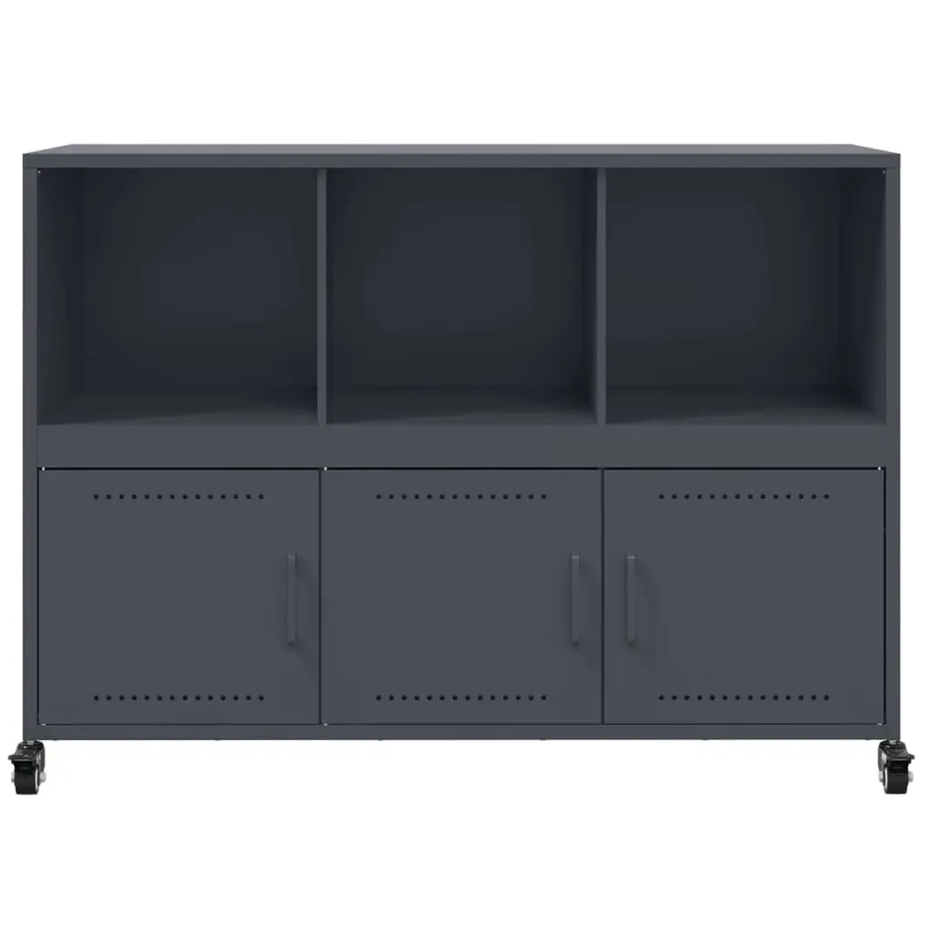 Sideboard Anthracite Storage Cabinet Steel Wheels Bedroom Living Room Furniture