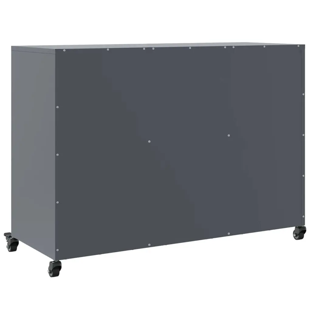 Sideboard Anthracite Storage Cabinet Steel Wheels Bedroom Living Room Furniture