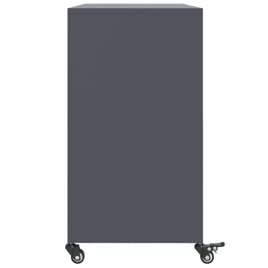 Sideboard Anthracite Storage Cabinet Steel Wheels Bedroom Living Room Furniture