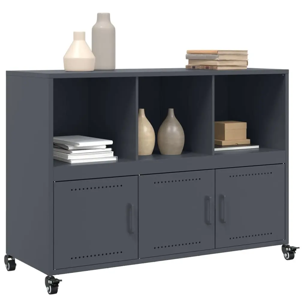 Sideboard Anthracite Storage Cabinet Steel Wheels Bedroom Living Room Furniture