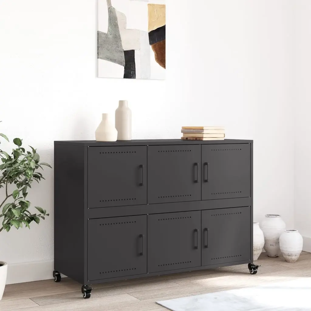 Black Sideboard Storage Cabinet 100.5x39x72 cm