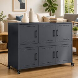 Anthracite Sideboard Storage Cabinet on Wheels