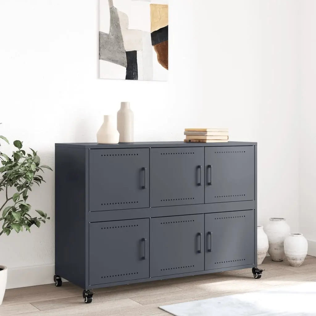 Anthracite Sideboard Storage Cabinet on Wheels