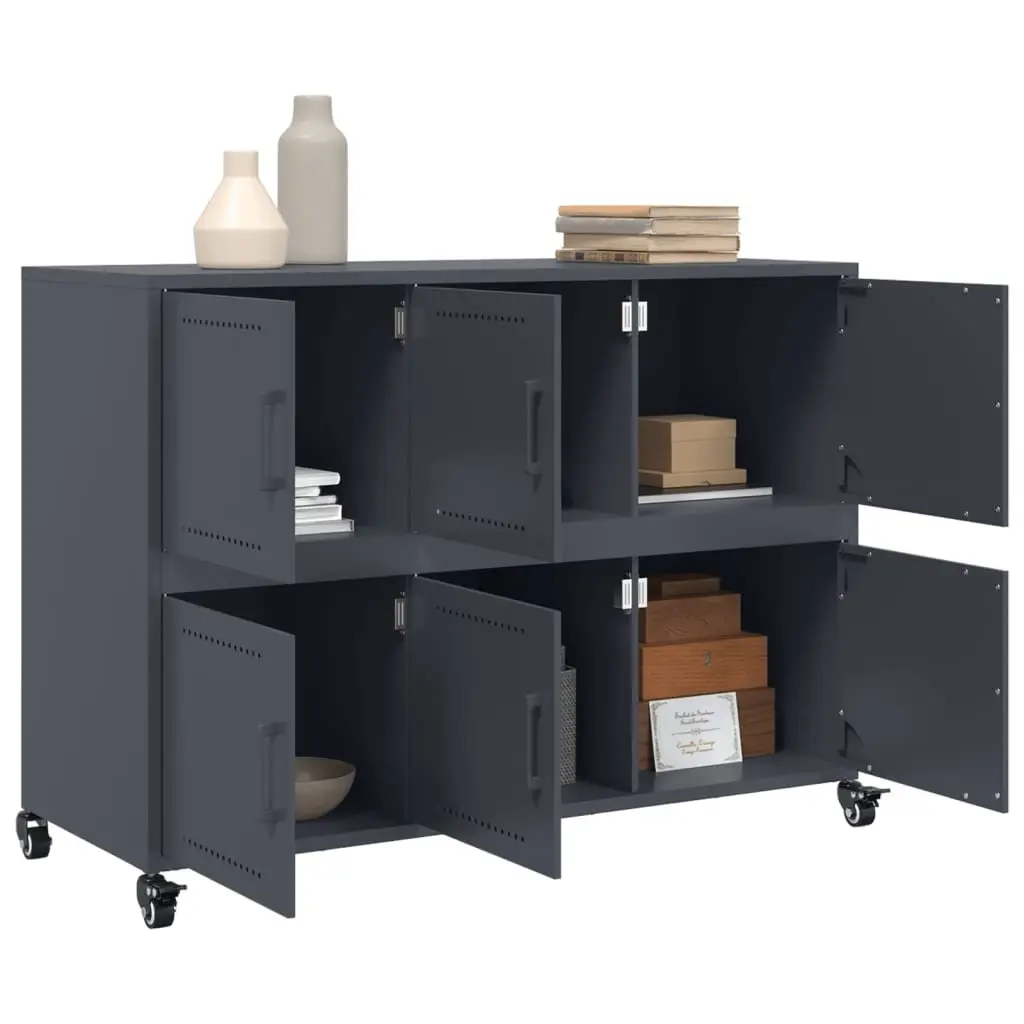 Anthracite Sideboard Storage Cabinet on Wheels