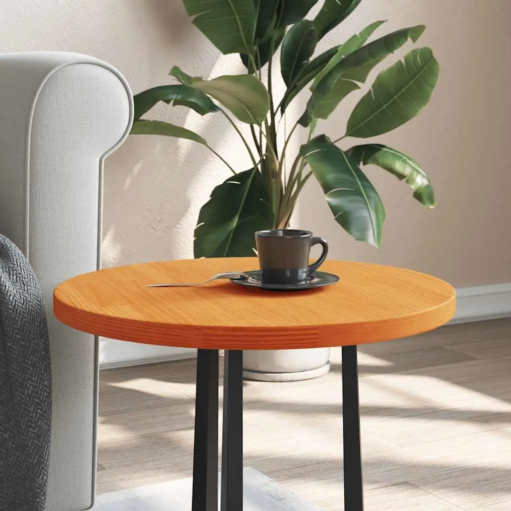 Round Wooden Table Top Brown 50 cm Solid Pine Wood Dining Kitchen Furniture Surface