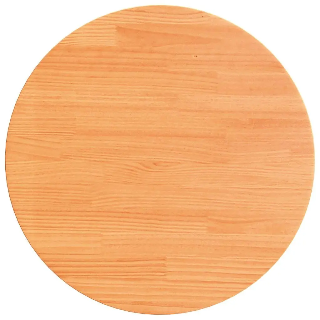 Round Wooden Table Top Brown Solid Pine Wood Wax Indoor Coffee Tabletop