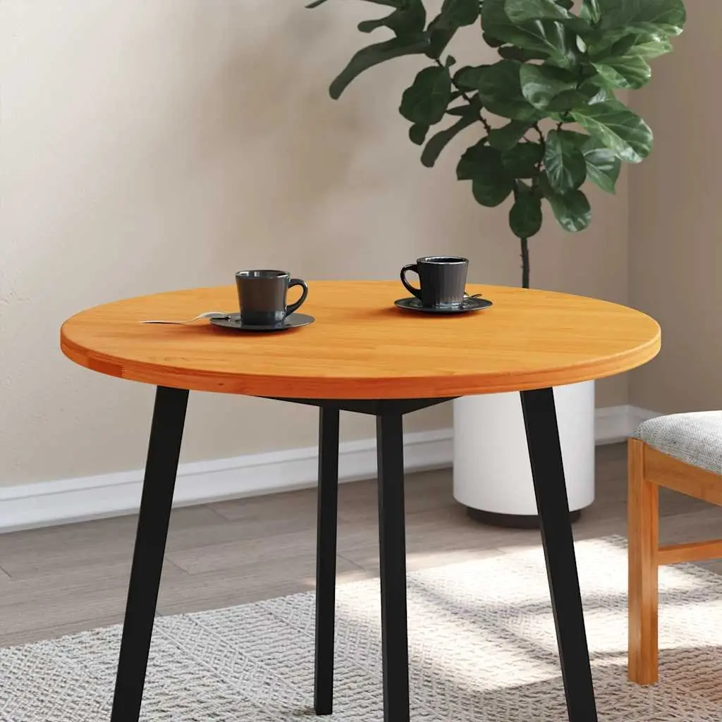 Brown Solid Pine Wood Round Table Top Ø80cm