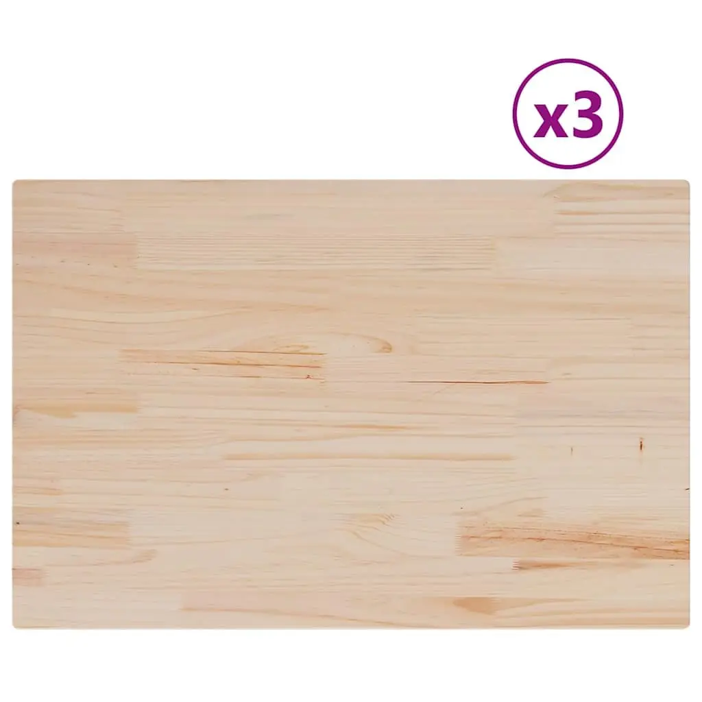Rectangular Pine Wood Table Tops 80x53cm Replacement Set of 3
