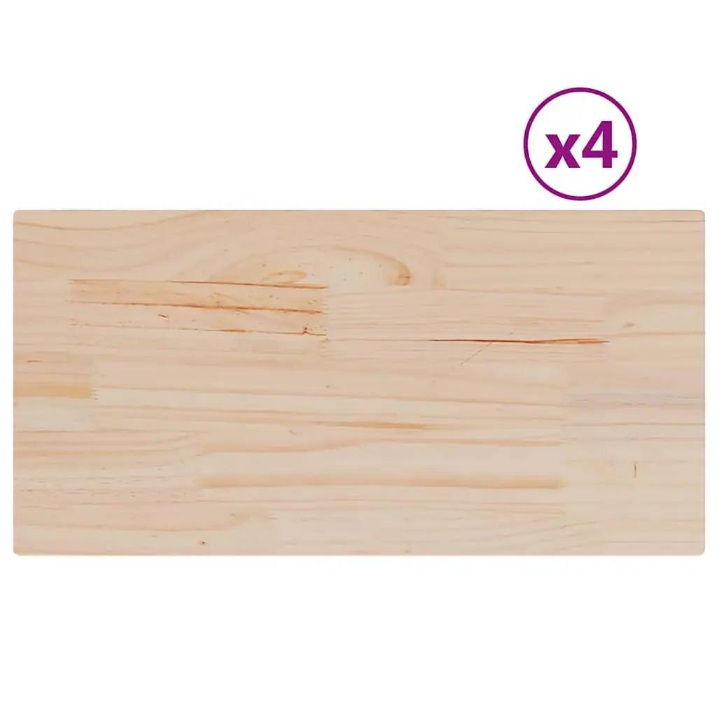 Rustic Brown Solid Pine Wooden Table Tops 4 pcs 90x45 cm