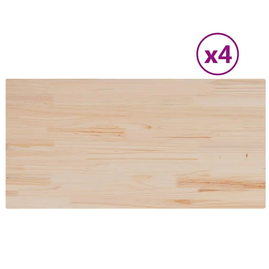 Rectangular Solid Pine Table Tops 100x50cm Brown 4 Piece Set
