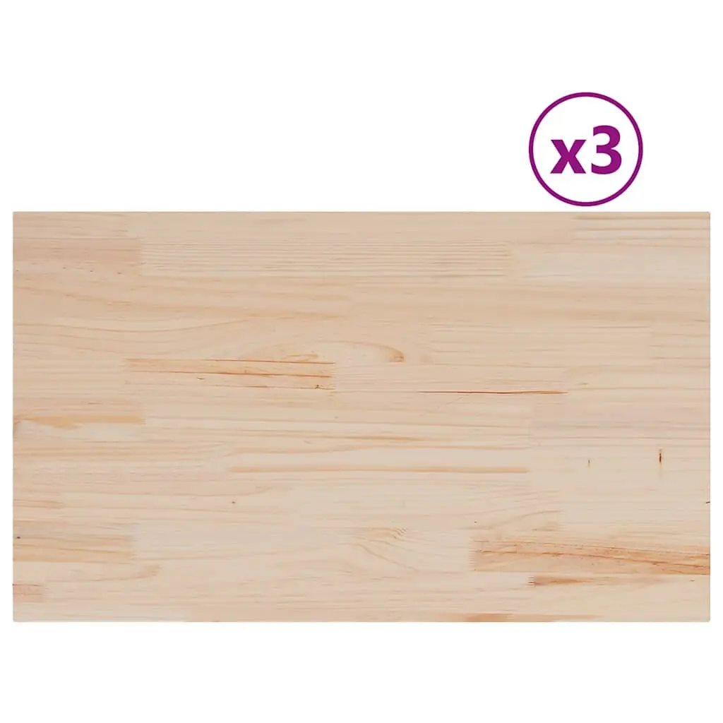 Wooden Table Top 80x47cm Rectangular Solid Pine Wood Brown Pack of 3