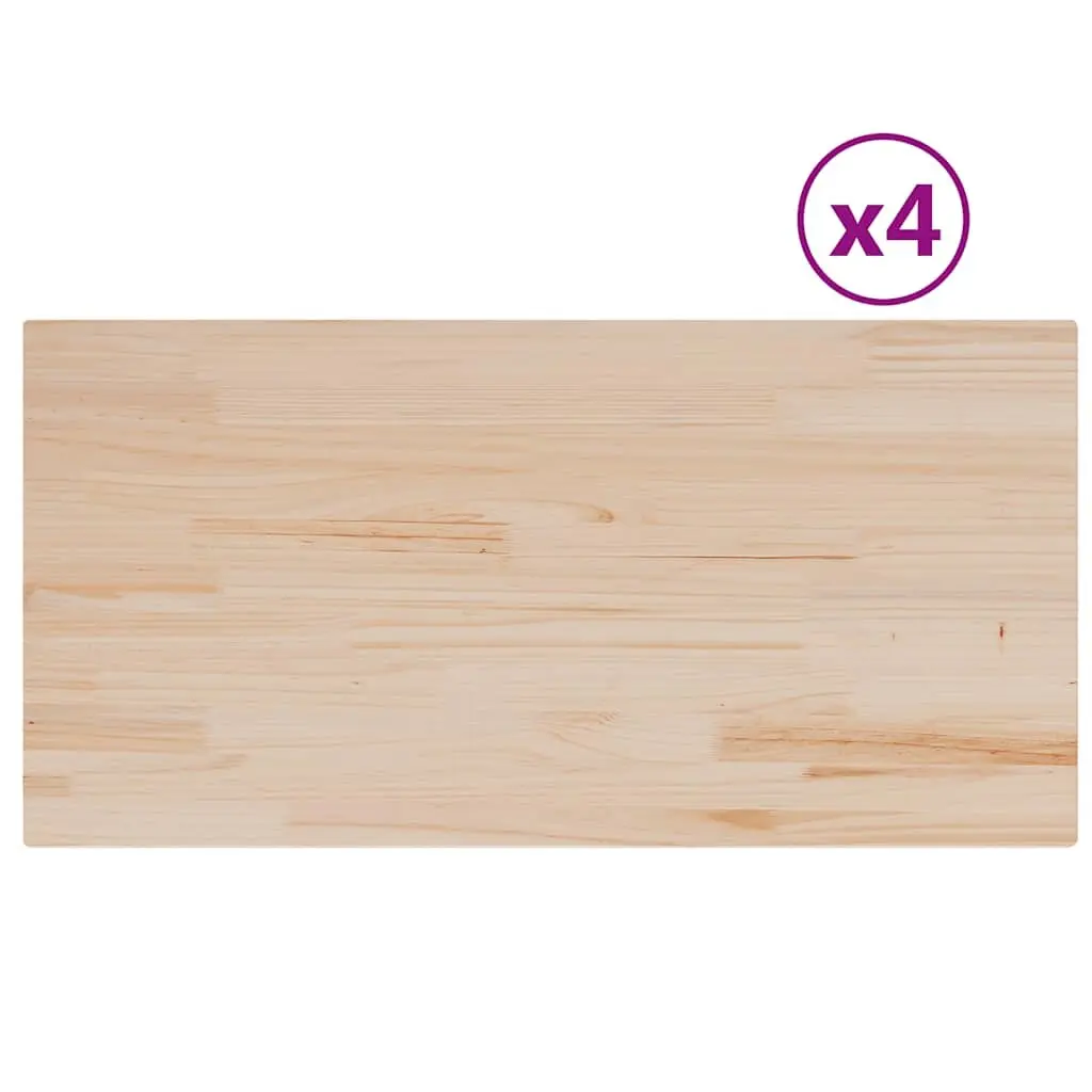 Set of 4 Rectangular Brown Solid Pine Table Tops 100x50cm