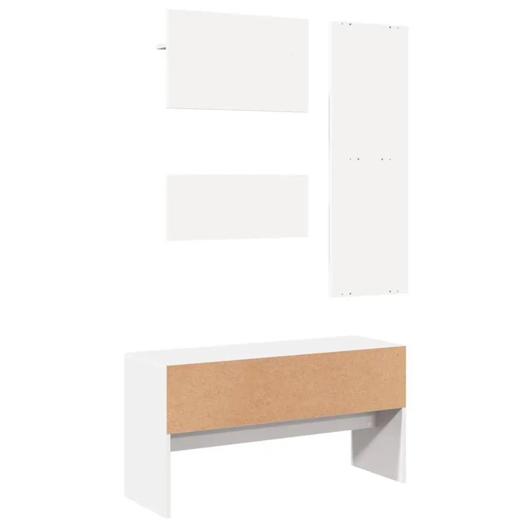 4 Piece White Hallway Furniture Set with Storage Bench