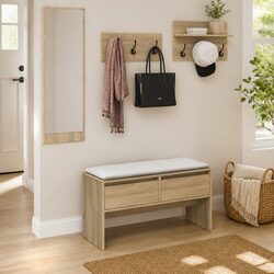 Welcoming Hallway Furniture Set with Storage and Mirror