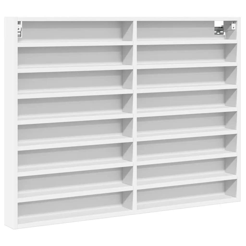 Vitrine Cabinet Wall Mounted White Floating Shelf Storage Display Ledge Engineered Wood 100cm W x 8.5cm D x 75cm H