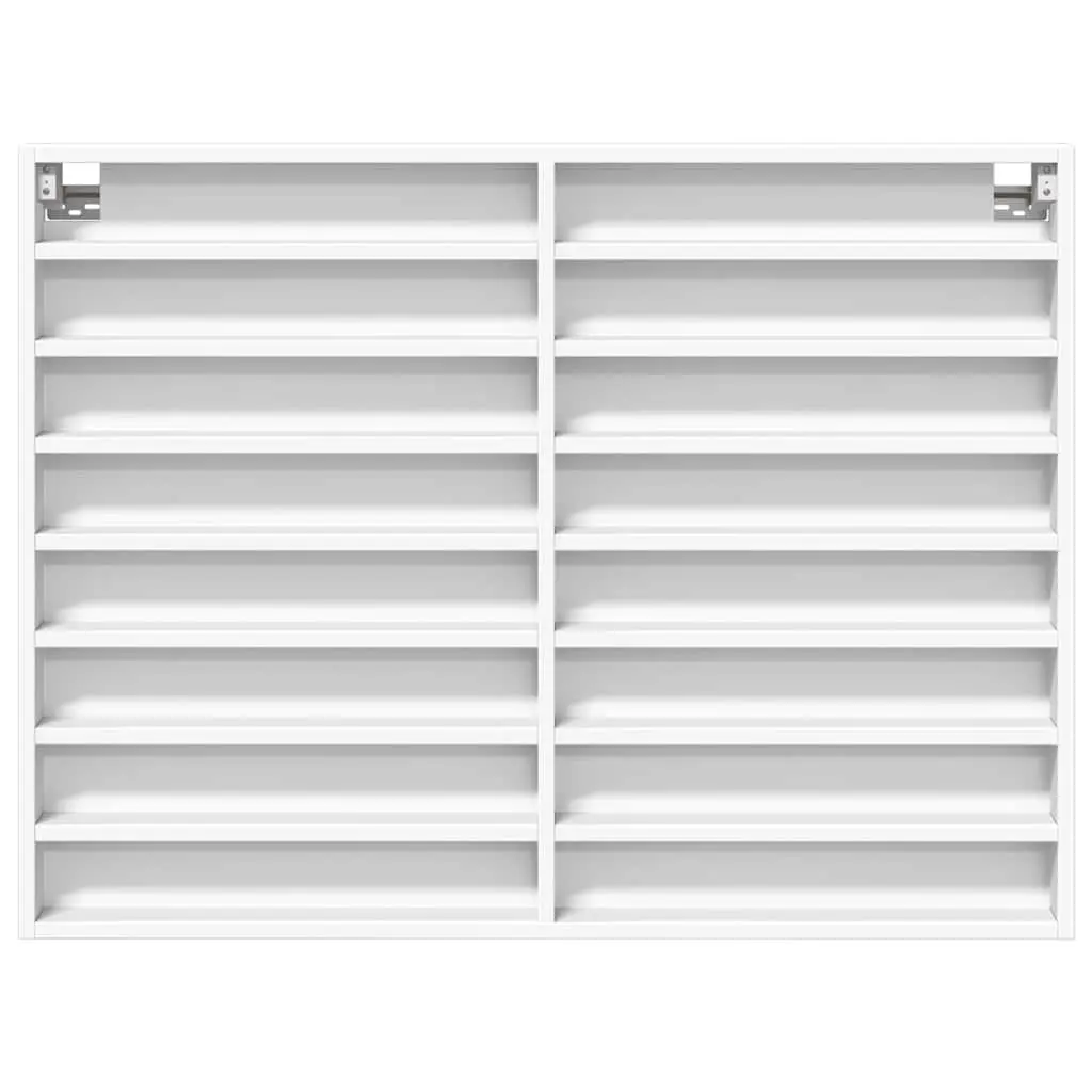 Vitrine Cabinet Wall Mounted White Floating Shelf Storage Display Ledge Engineered Wood 100cm W x 8.5cm D x 75cm H