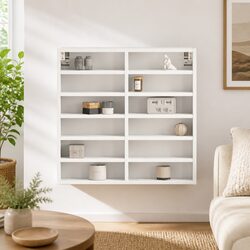 Stylish White Floating Vitrine Cabinet Wall Shelf 60x8.5x58 cm