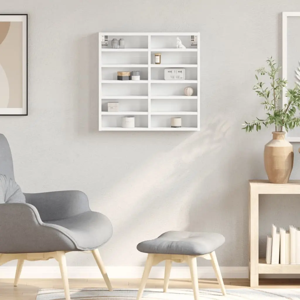 Floating Vitrine Cabinet White 60x8.5x58 cm Engineered Wood