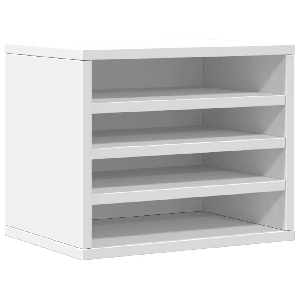 Desk Organiser White Engineered Wood 36 x 26 x 29.5 cm Office Storage Filing Accessories Container Compartments