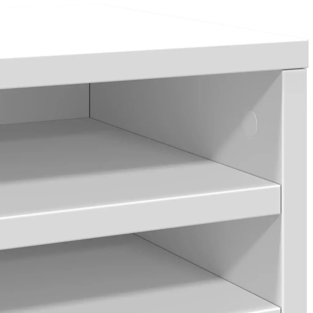 Desk Organiser White Engineered Wood 36 x 26 x 29.5 cm Office Storage Filing Accessories Container Compartments