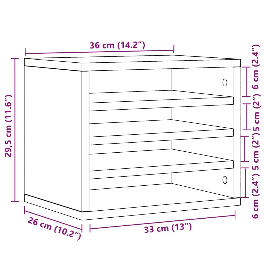 Desk Organiser White Engineered Wood 36 x 26 x 29.5 cm Office Storage Filing Accessories Container Compartments