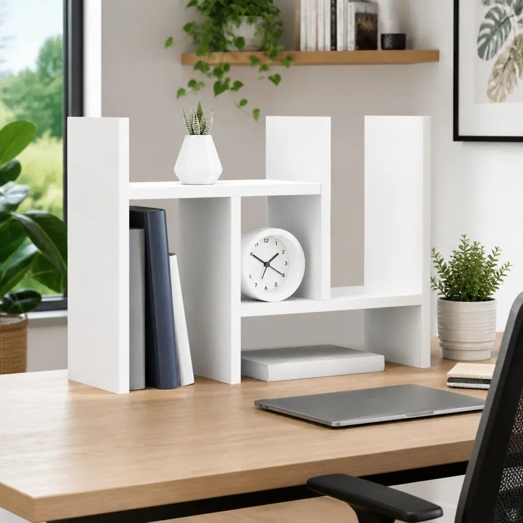 White Desk Organiser for Home and Office 34.5x15.5x35.5 cm