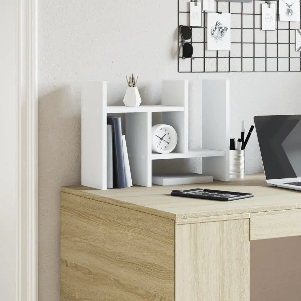 Desk Organiser White 34.5x15.5x35.5 cm Engineered Wood Storage Shelf