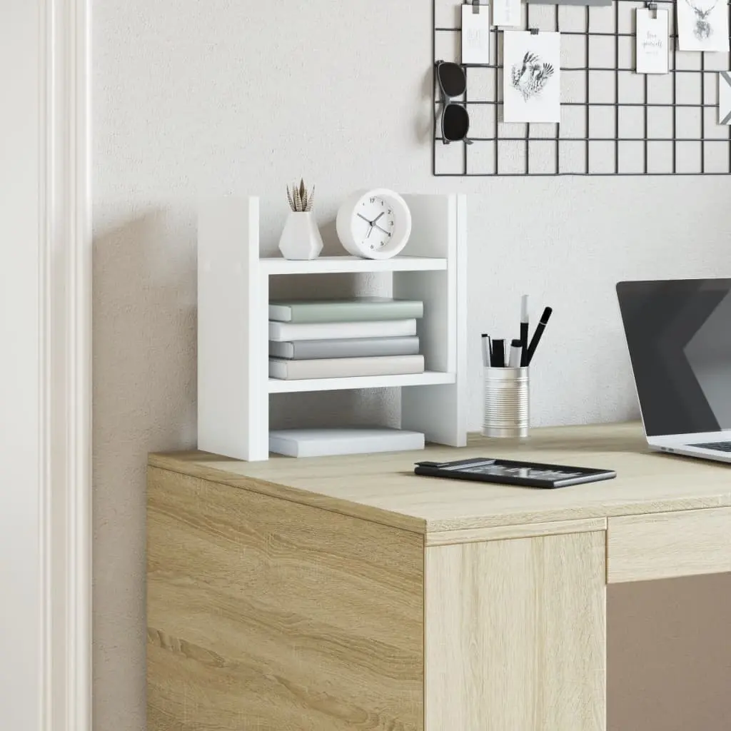 Desk Organiser White 34.5x15.5x35.5 cm Engineered Wood Storage Shelf