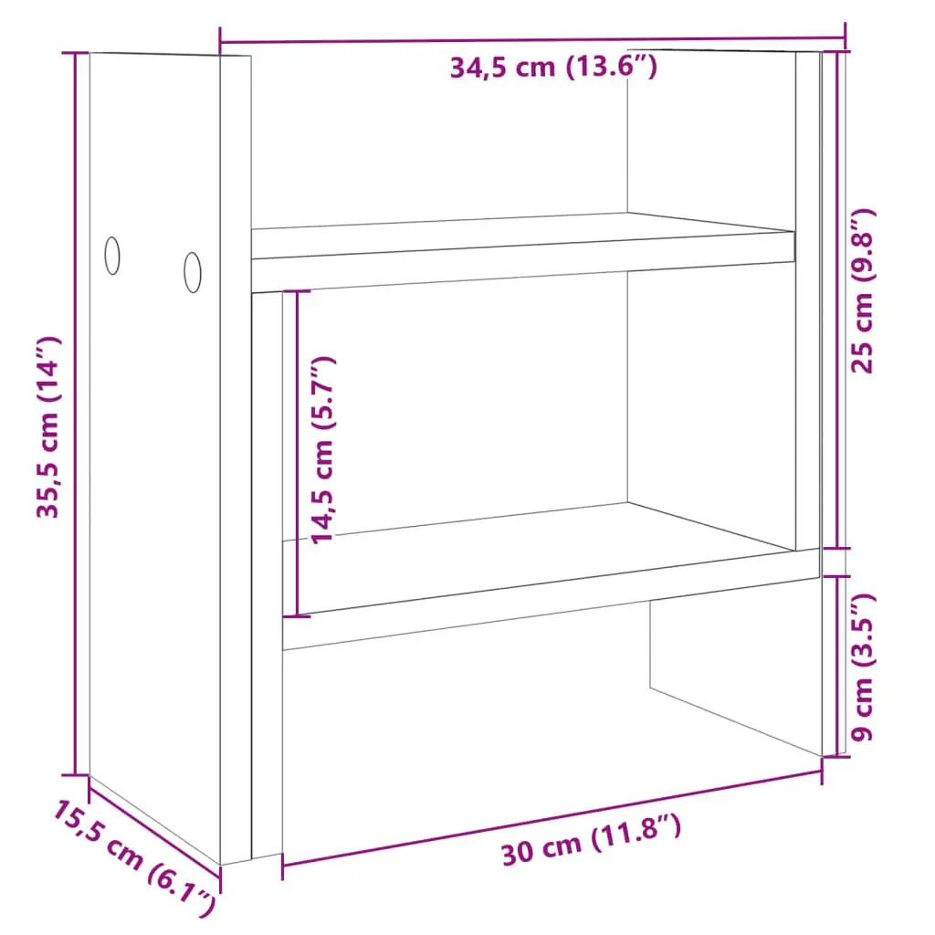Desk Organiser White 34.5x15.5x35.5 cm Engineered Wood Storage Shelf