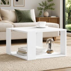 White Coffee Table with Storage 51.5x51.5x30 cm